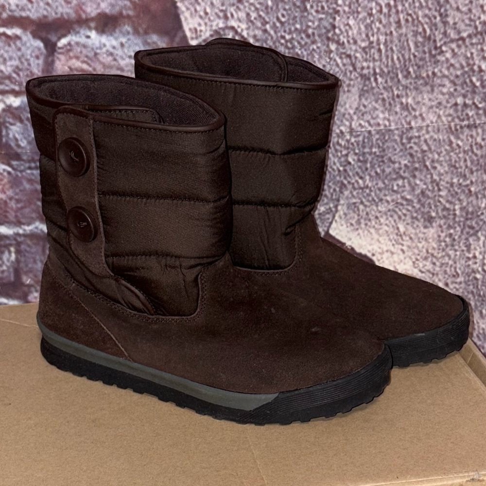 SOLD***Lands End Commuter Suede Leather Brown Winter Pull On Boots  Size 9B NIB